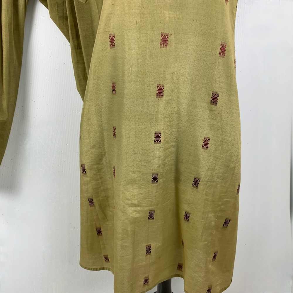 Green Kurta Dhoti Set Tunic Pants Unisex Step Neckline 38" Halloween Costume - Picture 6 of 9